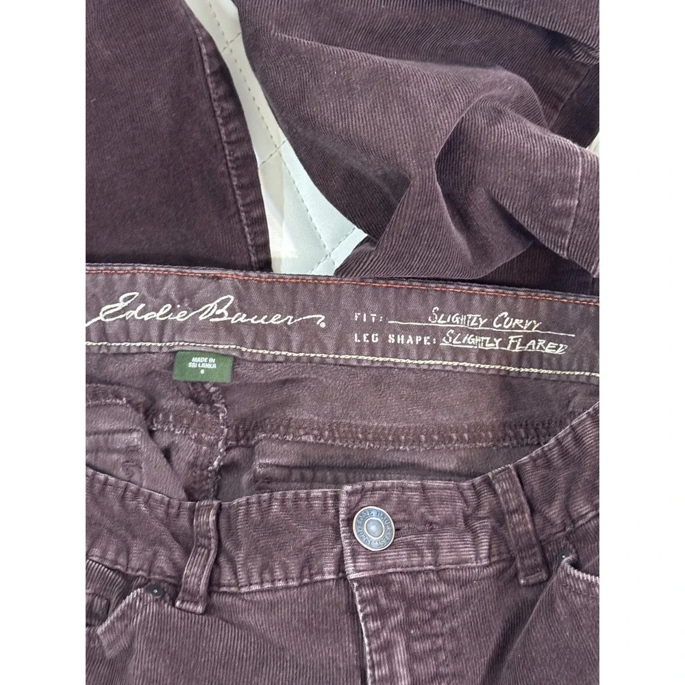 Eddie Bauer Womens Corduroy‎ Pants Brown Slightly Curvy Slightly Flared Size 6